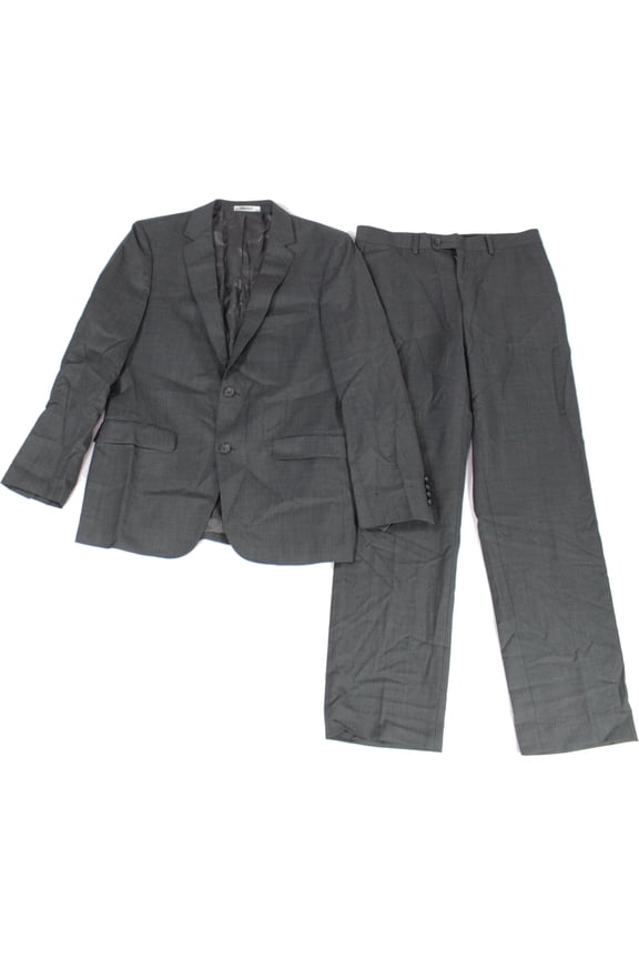 Mens Suit Set Two-Button Stripe Slim 2 Piece Wool 40