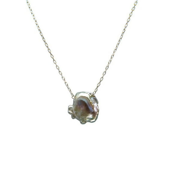 De Kulture Works Natural Baroque Pearl Silver Plated Brass Chain Pendant Necklace Jewelry