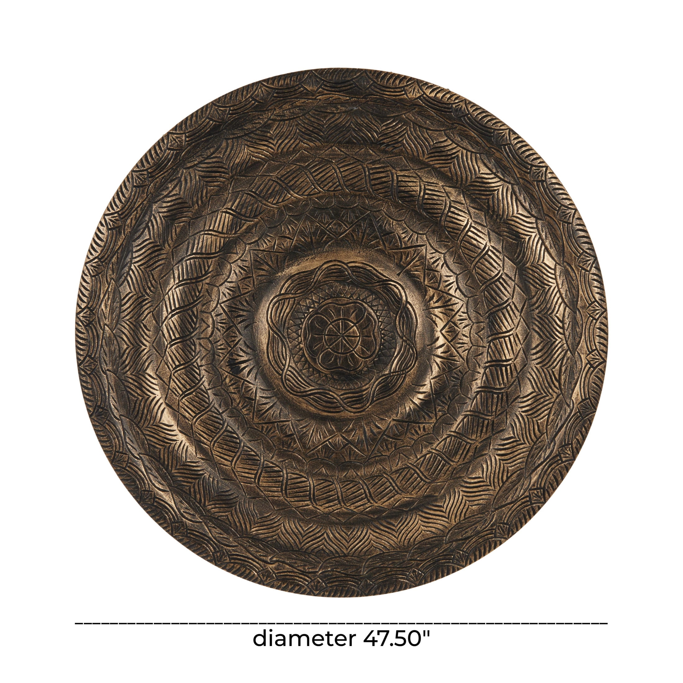 DecMode Bronze Wooden Carved Floral Wall Decor with Scroll and Leaf Details