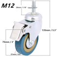 thumbnail image 2 of GFDYREE Pack of 4, Industrial Lockable Threaded Stem Mount Swivel Caster 360°Rotation Non-Marking 3 inch Castor Wheel with Brake for Trolley, Carts, Furniture, Dolly, Workben (M12), 2 of 7