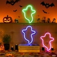 thumbnail image 4 of Ghost Neon Sign Halloween Decor - USB Powered LED Night Light with Gothic Ghost Shape - Spooky Wall or Tabletop Lamp for Bedroom, Party, Christmas - Cool Glow Indoor Decorations, 4 of 4