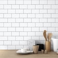 thumbnail image 3 of WALPLUS 40-Sheets Kitchen Backsplash 12" x 6" Peel and Stick Wall Tiles Removable Renter Friendly Backsplash Heat Resistant Azulejos Adhesivos para Cocina Glossy Pure White with Gray Grout, 3 of 8