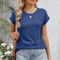 thumbnail image 6 of Horkkom Womens T Shirts Casual Crewneck Short Sleeve Shirts Summer Spring Solid Color Basic Tees, Gifts for Women, 6 of 8