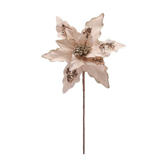 Luoshdecor Christmas Poinsettia Picks,Artificial Silk Glitter Sequin Flower Branches for Xmas Tree Wreath Vase Table Centerpiece 7.9 in