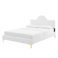 thumbnail image 1 of Platform Bed Frame, Twin Size, White, Velvet, Modern Contemporary, Bedroom Master Guest Suite Room, 1 of 10