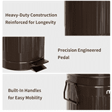Mrbin 13L Metal Trash Can Step-on Dog Poop Garbage Can with Lid, Black ...
