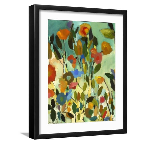 Art.com Turquoise Garden Giclee Print by Kim Parker, Black Frame Wall Art, 17" x 21"