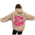 thumbnail image 4 of larppty Puff Graphic Oversized Hoodies for Women Teen Girls Kids Trendy Cute Preppy Sweatshirt Long Sleeve Y2K Tops with Pockets Khaki, XXL, 4 of 6