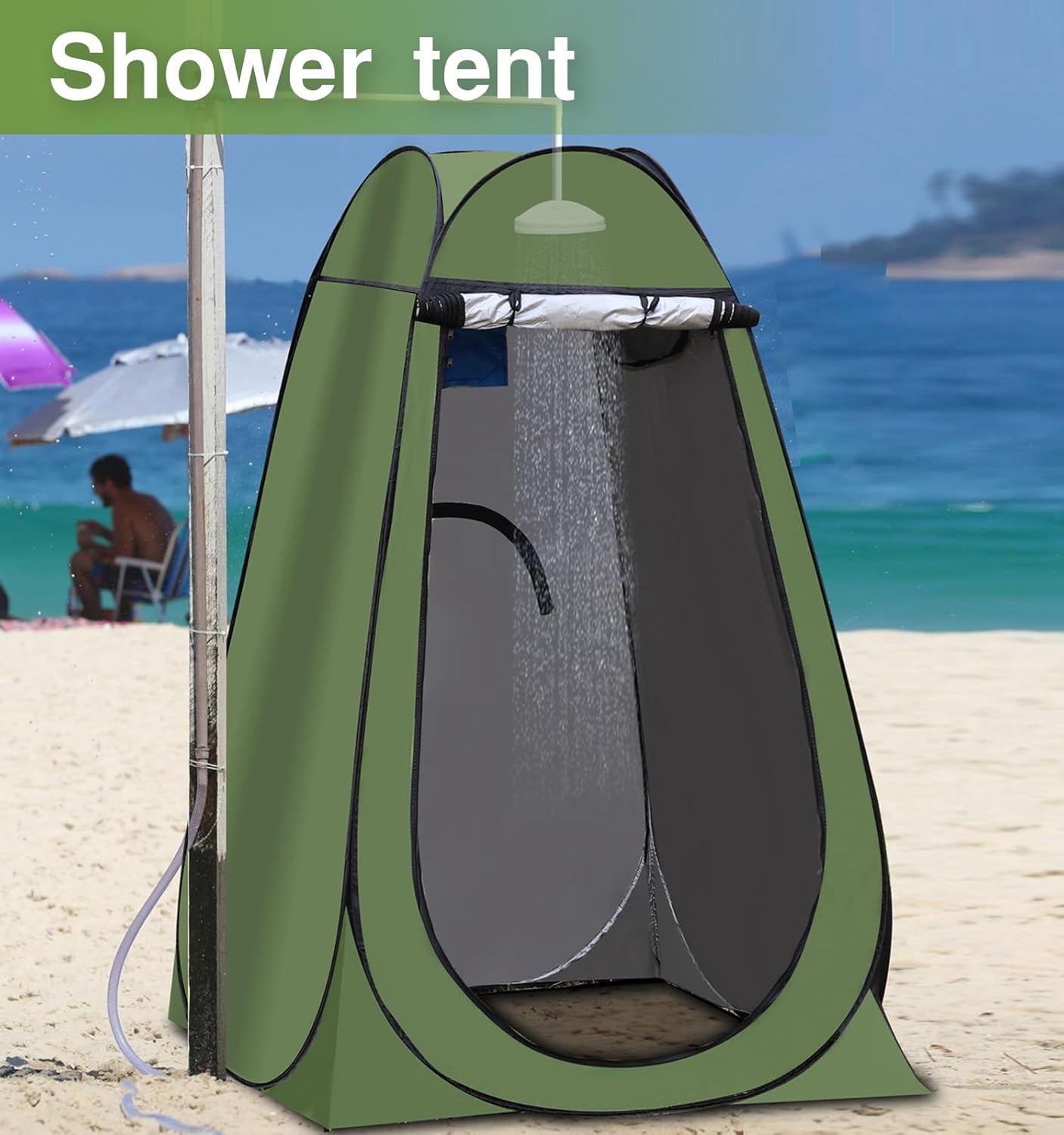 GVDV Portable Pop up Privacy Tent, Outdoor Camping Bathroom Toilet Shower Tent with Carrying Bag, Green