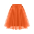 thumbnail image 3 of Waist Pleated Mesh Skirt Soft Drape Mid Length Skirt Large Size A Line Skirt, 3 of 3