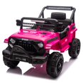 thumbnail image 3 of 12V Kids Electric Car Truck Ride On Toy with Remote Control, 2WD, 4 Wheel Suspension Toy Cars, Bluetooth, MP3, USB, Mic Jack, LED Lights, 12V Power Ride On Car for Boys & Girls Ages 1-4, Pink, 3 of 8