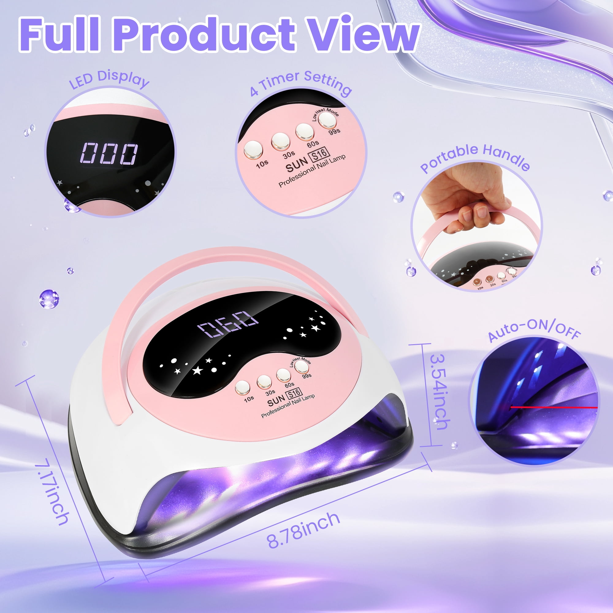 JUUTREN UV LED Nail Lamp - Fast Curing Light for Gel Nails with 4 Timers & Auto Sensor, 168W Nail Dryer for Gel Polish with LCD Display, Professional UV Light for Home Salon Nails Art Tools