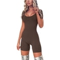 thumbnail image 4 of Coduop Women Ribbed Short Bodysuit Jumpsuit,Short Sleeve Scoop Neck Yoga Jumpsuit Playsuit, 4 of 8