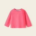 thumbnail image 2 of Posijego Kids Cotton T-Shirts Plain Long Sleeve Shirt for Girls Boys Crew Neck Basic Tee Tops Undershirts, 2 of 5