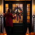 thumbnail image 2 of Halloween Quilted Pumpkin Door Hanger, Fabric Patchwork Wall Decor, Autumn Fall Home Front Door Ornament, 2 of 4