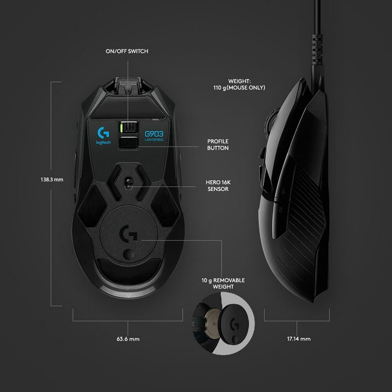 Logitech Wireless Gaming Mouse G903 LIGHTSPEED with HERO 25K