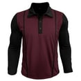 thumbnail image 5 of ZVNAΖH Men's 3 Button Long Sleeve Collar Shirts Fashion Color Block Slim Fit Golf Polo Shirt Fall Lightweight Pullover Tops, 5 of 8
