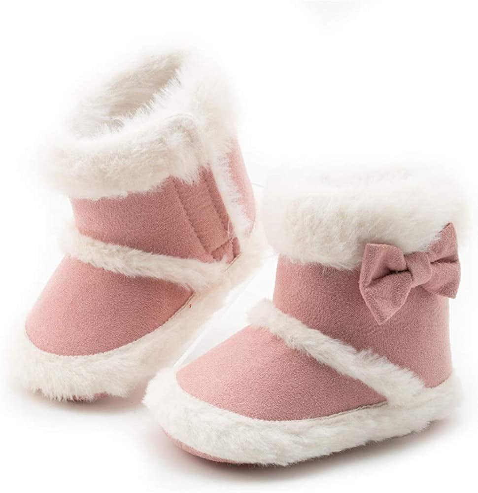 Voberry Baby Boy Girl Snow Boots Infant Non-Slip Soft Rubber Sole Button Ankle Booties Toddler Winter Warm Crib Shoes 