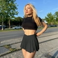 thumbnail image 2 of OQQ Women Mini Skirts 2 in 1 Flowy Sexy Basic Stretchy Cross Over Flared Casual Skirts, 2 of 7