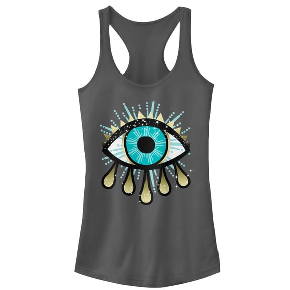 Junior's CHIN UP Eye of All  Racerback Tank Top Charcoal 2X Large