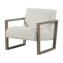 Benjara Cvi 31" Armchair- Cushioned Seat- Taupe Framed Legs- Off White Finish