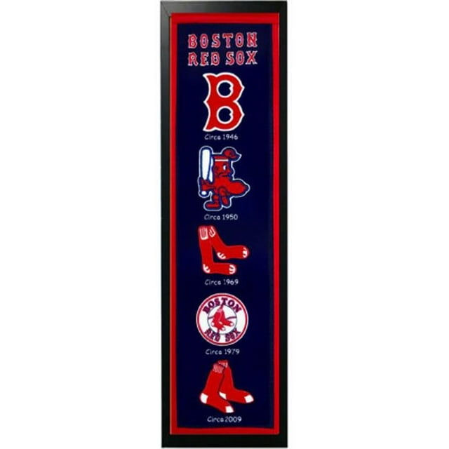 Encore Select 109-16 Bannière en Feutre Boston Red Sox Logo History - 14 x 37 Po.
