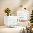thumbnail image 6 of Lofka Night Stand 2 Drawer for Bedroom, Nightstand Bedside Table with Gold Handle, Smooth-Gliding Drawers, 20"H White, 6 of 11