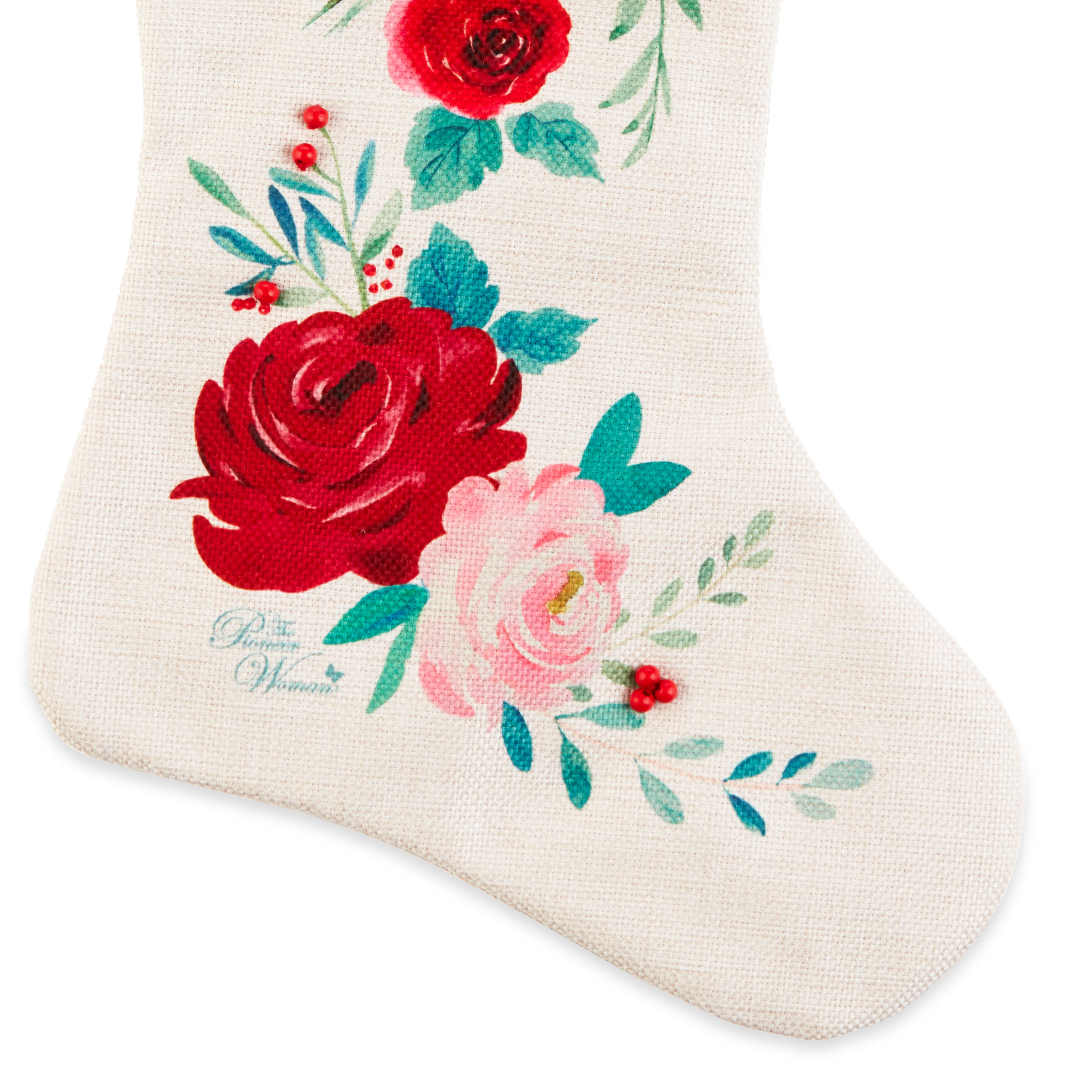 The Pioneer Woman Set of 2 Red Roses Ruffle Christmas Stockings, 20" - image 4 of 9