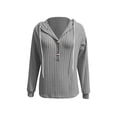 thumbnail image 6 of Women's Ribbed Hooded Sweater - Loose Buttoned Pullover Long Sleeve Sweatshirt - Lightweight Fall Daily Versatile Tops, 6 of 8
