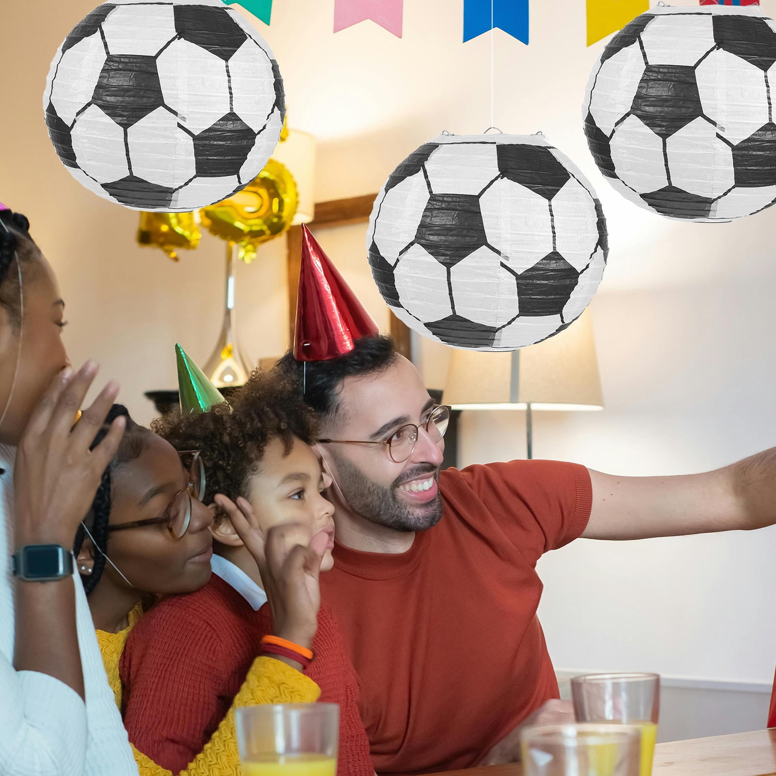 8-Piece Soccer Football Paper Lantern Set - 8" Diameter Ceiling Decor For Sports Birthday Parties, Baby Showers & Themed Events