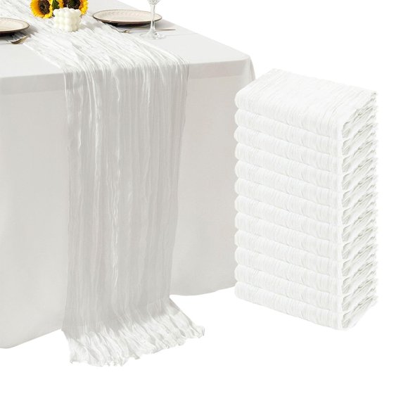 Tapete de mesa Seveups, 12 unidades, color blanco, 55 x 300 cm, poliéster