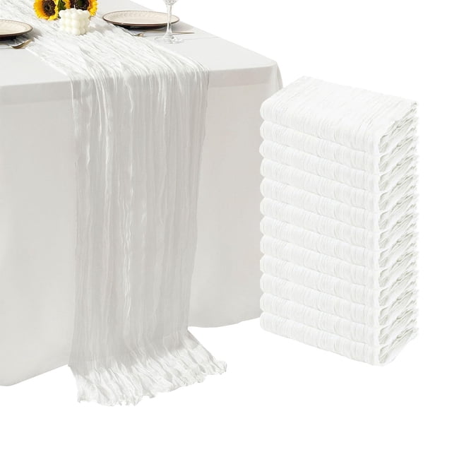 Tapete de mesa Seveups, 12 unidades, color blanco, 55 x 300 cm, poliéster