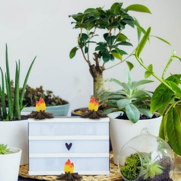 Hytrove 10pcs Table Top Fire Bowl Resin Flame Decorations Rustic Outdoor Use