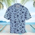 thumbnail image 4 of Nueva Camisa hawaiana de manga corta con estampado de rayas para hombre, camisetas Aloha, camisetas cubanas, blusas informales de verano de gran tamaño para mujer, 4 of 5