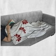 thumbnail image 6 of Flower Soft Flannel Fleece Blanket, Floral Petals with Striped Leaves and Lines Modern Style Geometrical Design Print, Cozy Plush for Indoor and Outdoor Use, 50" x 70", Red and Black, by Ambesonne, 6 of 6