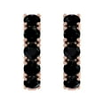 thumbnail image 2 of 3 Carat (ctw) 10K Rose Gold Round Black Diamond Ladies Huggies Hoop Earrings, 2 of 4