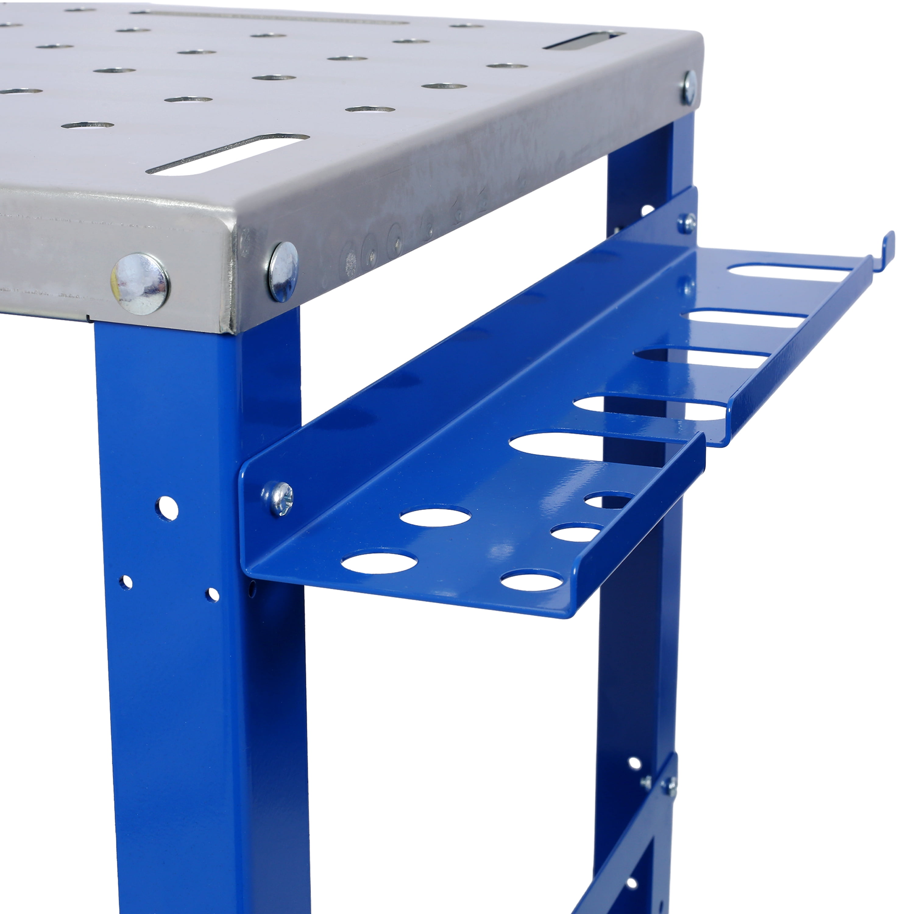 Welding Table 36"x18", 1200lbs Load Capacity Steel Welding Workbench Table on Wheels, Portable Work Bench with Braking Lockable Casters, Tool Slots, 5/8" Fixture Holes, Tool Tray
