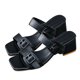 thumbnail image 4 of Sandalias de tacón con doble hebilla para mujer Sandalias informales de verano antideslizantes con punta abierta ajustable Negro 39, 4 of 8