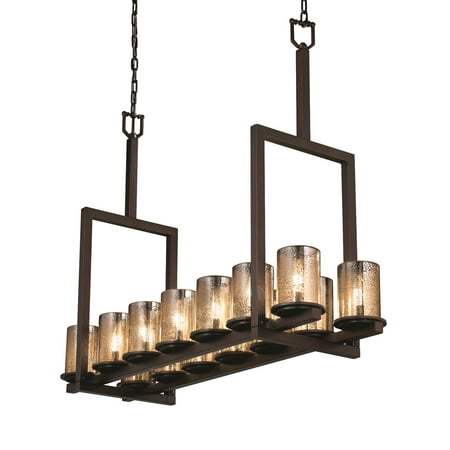- Justice Designs Fusion Dakota 14-LT Bridge Chandelier (Tall) - Dark Bronze - FSN-8764-10-MROR-DBRZ