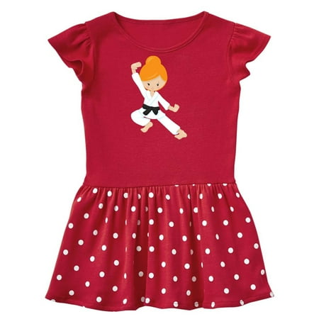 

Inktastic Cute Girl Orange Hair Black Belt Karate Pose Gift Toddler Girl Dress