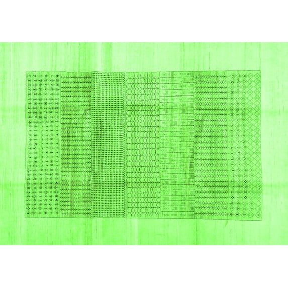 Ahgly Company Indoor Rectangle Solid Green Modern Area Rugs, 7' x 9'