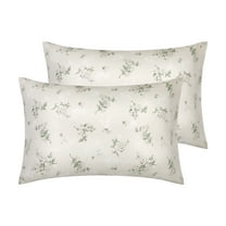 Unique Bargains 2 pcs Pillowcase for Hair and Skin Soft Cotton Floral Pillow Cases Beige