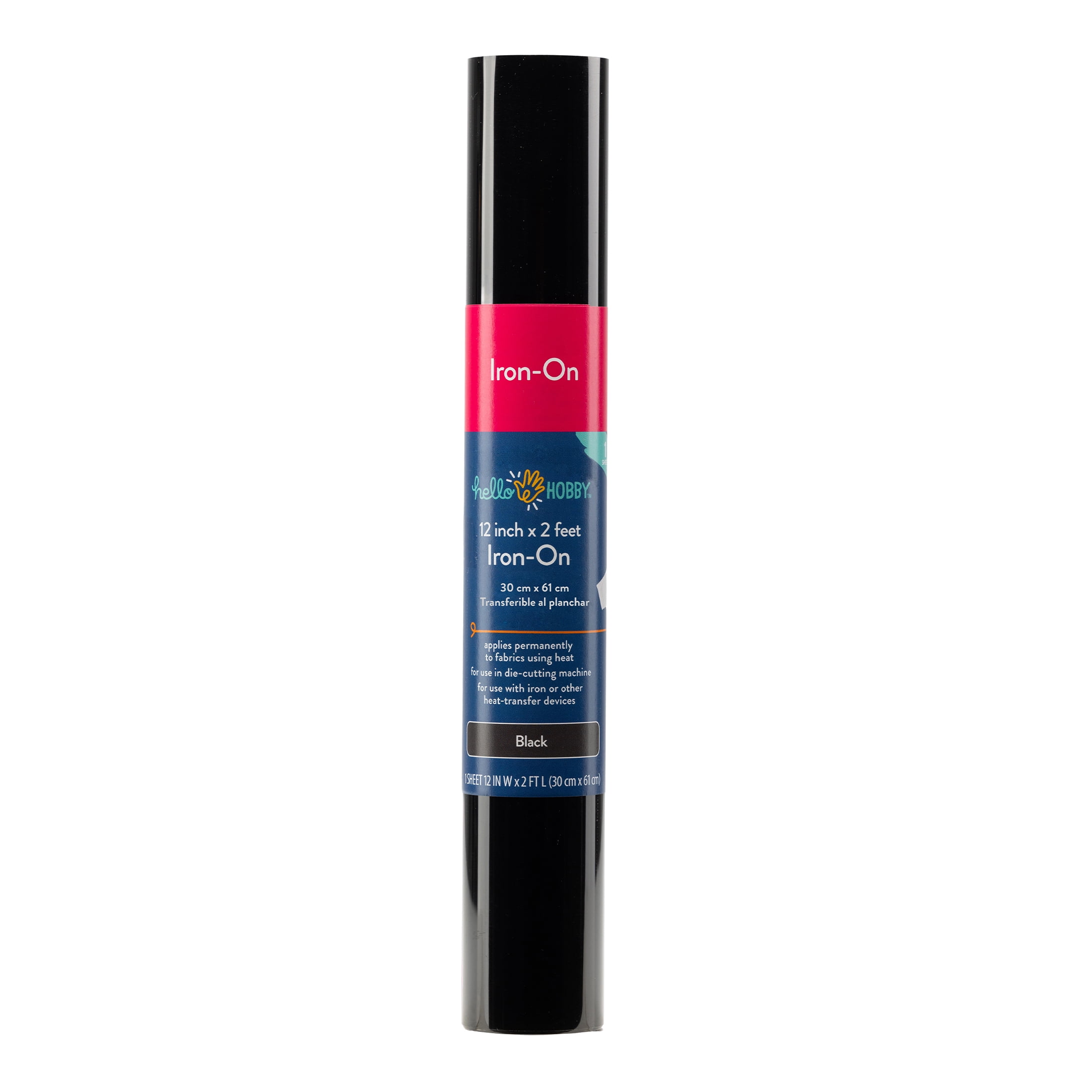 (2 pack) Hello Hobby 12" x 2' Black Iron-On Craft Vinyl Roll