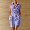 thumbnail image 6 of Yteetum Women's Summer Button Down Jumpsuits Rompers Oversized Turndown Collared Short Jumpsuit Women Casual Solid Stand Collared Loose Lightweight Comfy Overalls, 6 of 9