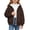 Brown, variant on SERTGUTR Girls Leopard Print Hooded Sweatshirt, Zip Up Fleece Jacket with Pockets, Long Sleeve Casual Outerwear, Everyday School Outdoor Warm Coat