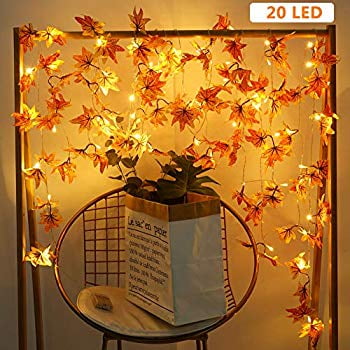 Maple Leaves Garland Decorations String Lights Best Decor for Halloween Christmas Thanksgiving Wedding Party Autumn Harvest Festival 9.8 Feet 20 (Best Party Festivals In The World)