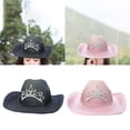 thumbnail image 1 of Sombrero de vaquero Salvador 2 Piezas estilo occidental negro y rosa, 1 of 6