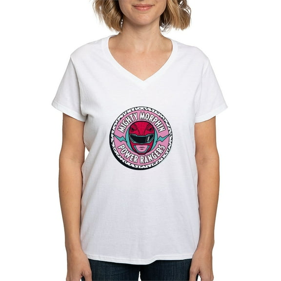 CafePress - Mighty Morphin Power Ranger Women's V Neck T Shirt - Womens Cotton V-Neck T-shirt