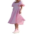 thumbnail image 3 of PENGXIANG Robe pour Femmes Adulte Imprimé Fleuri/couleur Unie Manches Courtes Bouffantes Col Carré Robe Féminine, 3 of 7