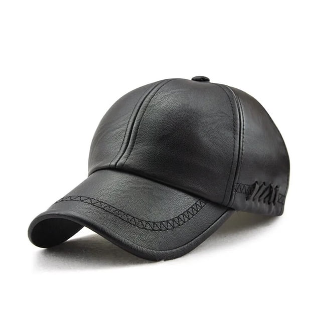 Mens Pu Leather Baseball Caps Spring And Autumn Outdoor Adjustable Casual Hats Sunscreen Hat ,Premium Material